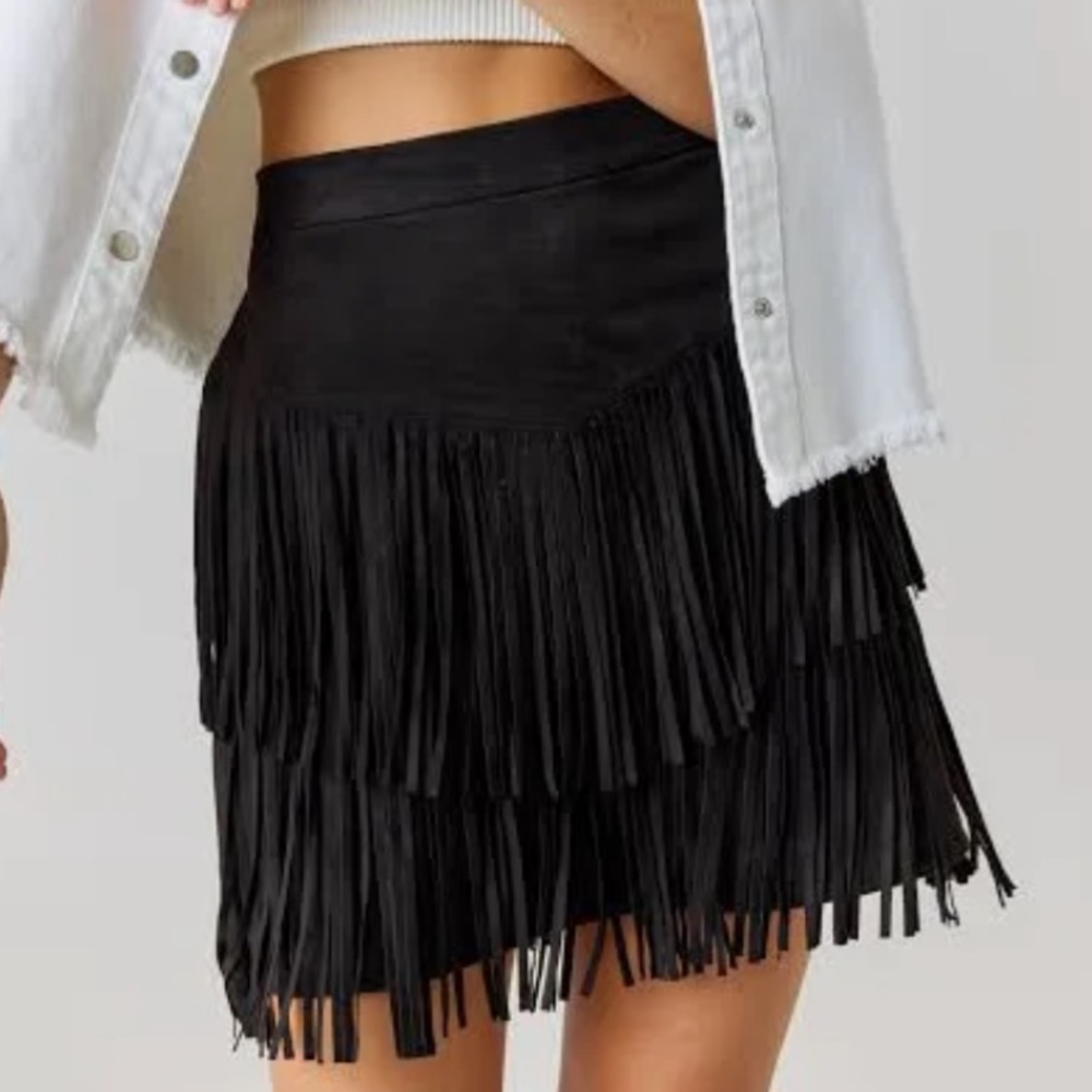 Black fringe skirt